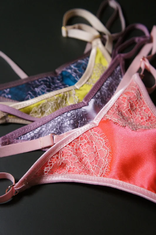 silk - lined women thongs for a touch of luxuryLace and Silk Thong Neon Guava