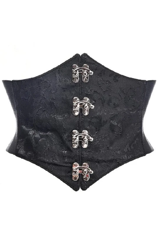 strapless women bustiers and corsets styleLavish Black/Black Swirl Brocade Corset Belt Cincher w/Clasps