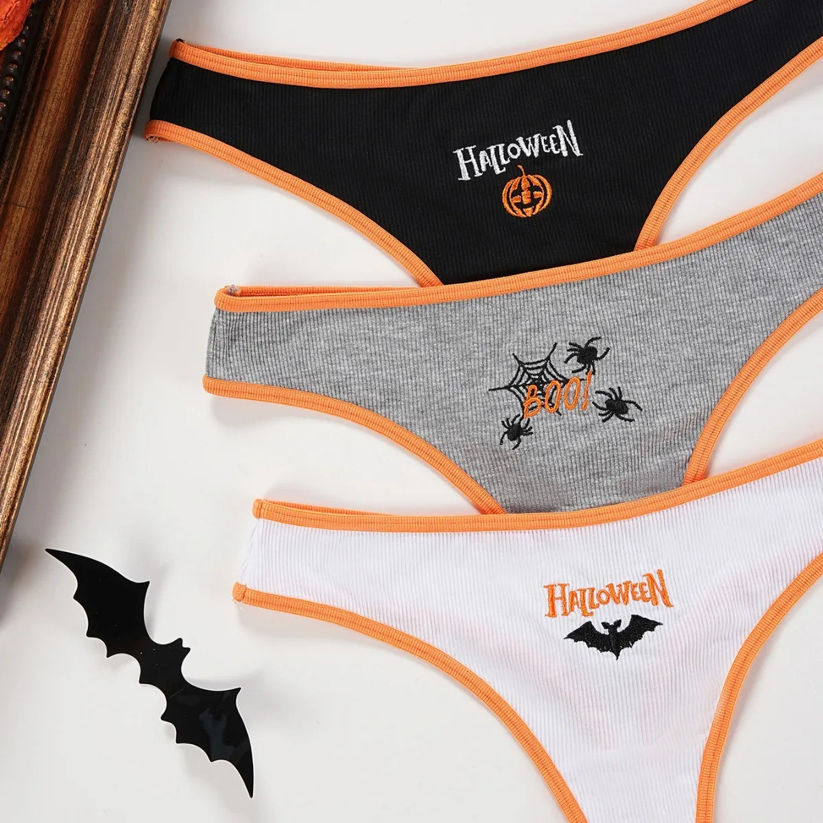 wireless women thongs for a comfortable and wire - free experienceSpooky Season Thongs