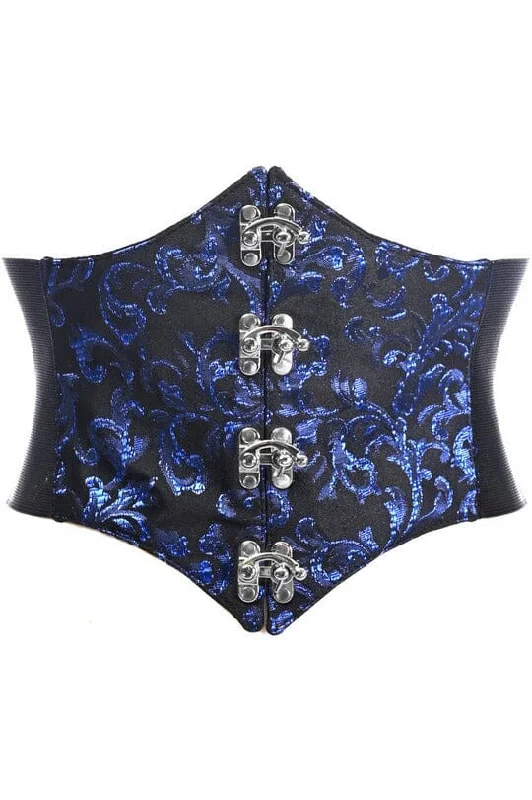 clubbing women bustiers and corsetsLavish Black/Blue Swirl Brocade Corset Belt Cincher w/Clasps