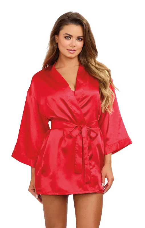 women robes with a lightweight fleece liningRobe, Chemise, Padded Hanger - Large - Red