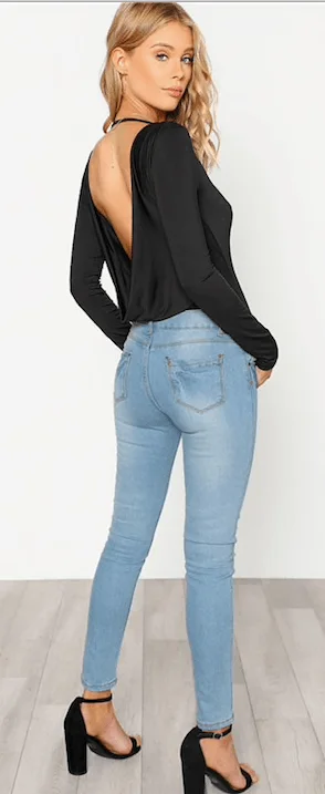 High - Neck Bodysuits for a Modest and Sophisticated LookBELLA BACKLESS BODYSUIT