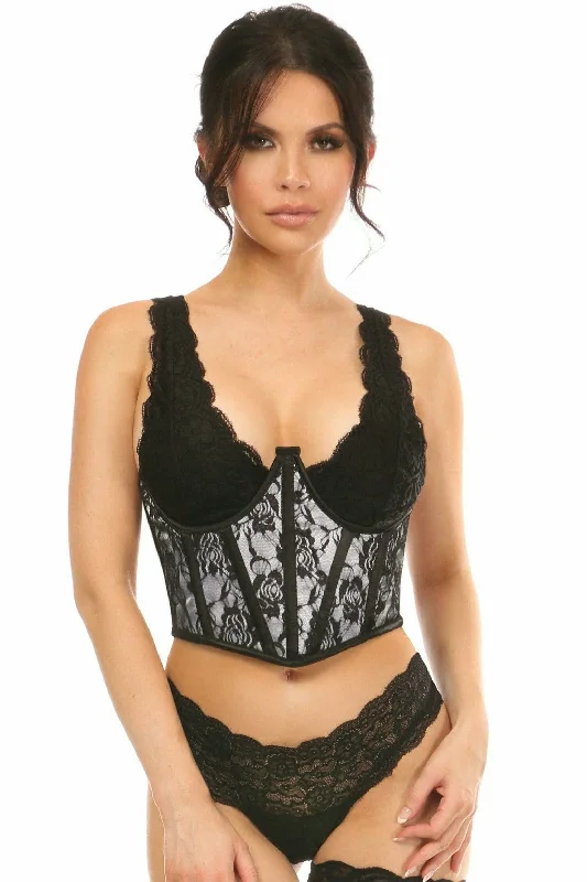 convertible women bustiers and corsetsLavish White w/Black Lace Overlay Open Cup Waist Cincher