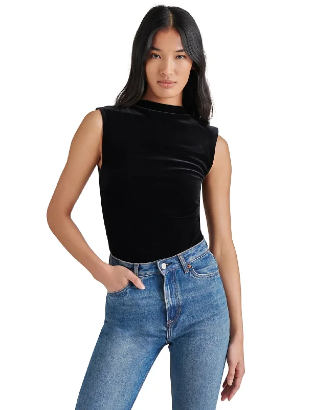 High - Neck Bodysuits for a Modest and Sophisticated LookEsen Velvet Bodysuit, Black