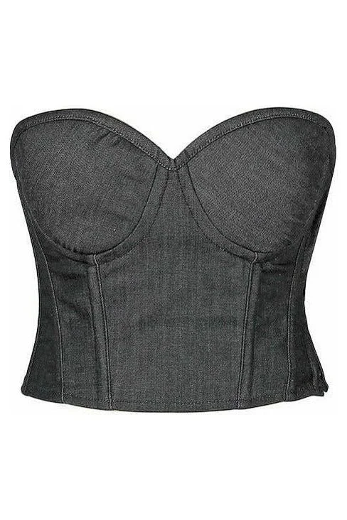 statement women bustiers and corsetsLavish Black Denim Underwire Bustier