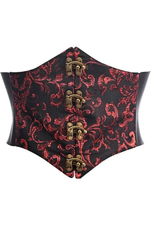 evening wear women bustiers and corsetsLavish Black/Red Swirl Brocade Corset Belt Cincher w/Clasps