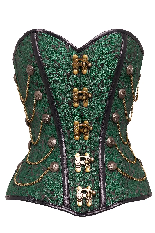 statement women bustiers and corsetsGreen Waist Taming Steampunk Corset With Chains