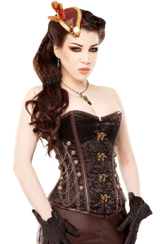 adjustable women bustiers and corsets fitPlaygirl Steel Boned Steampunk Corset With Vintage Brass