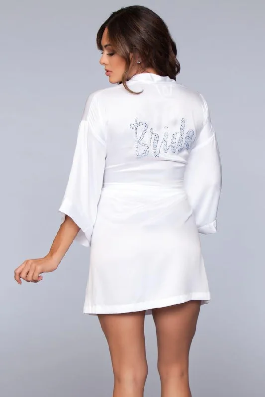 short - length women robes for a more casual lookBridal Robe - White - L/xl