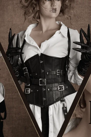 affordable women bustiers and corsetsEdward Scissorhands Underbust Leather Corset