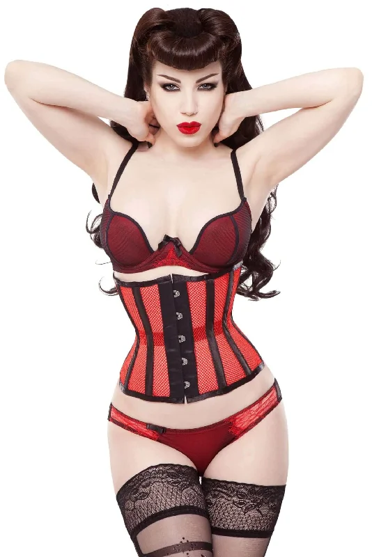 minimalist women bustiers and corsetsPlaygirl Eve Red Net Mesh Cincher Corset With Black