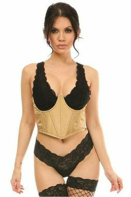 affordable women bustiers and corsetsLavish Gold Brocade Open Cup Waist Cincher