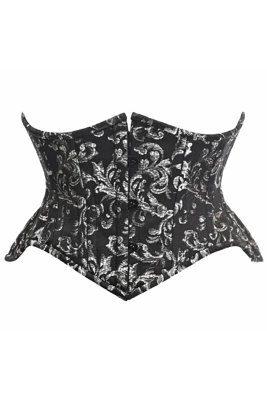 luxury women bustiers and corsets brandsTop Drawer Black/Silver Brocade Double Steel Boned Mini Cincher Corset