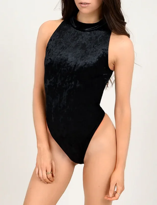 Ruffled Bodysuits with a Playful and Feminine TouchMika Mode Neck Bodysuit, Black