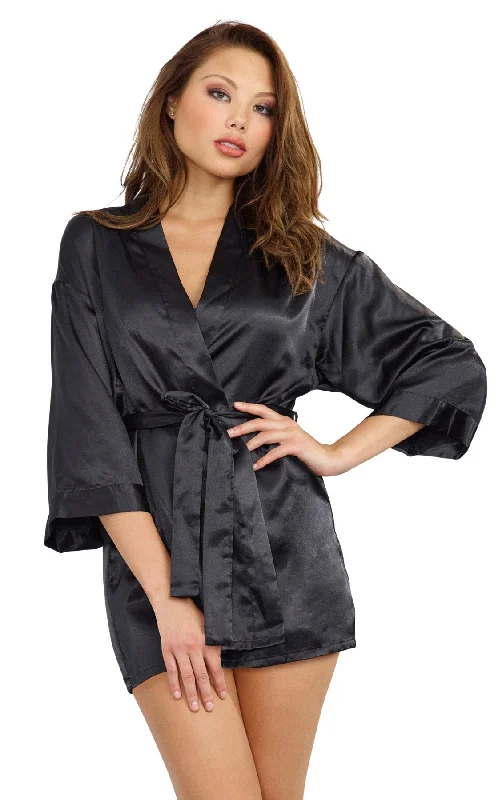 women robes with a hand - painted designRobe, Chemise, Padded Hanger - Medium - Black