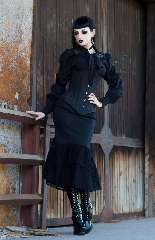 handcrafted women bustiers and corsetsGothic Gored Corset & Black Patent Boots