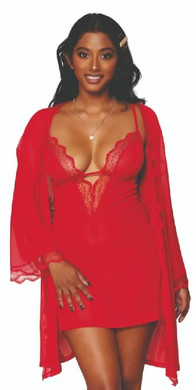 women robes for after - bath relaxationMesh Chemise and Robe Gift Set