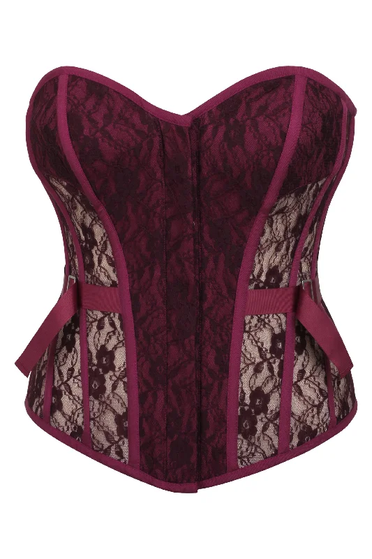 zip front women bustiers and corsets designSadie Crushed Violets Viscose and Lace Overbust Corset