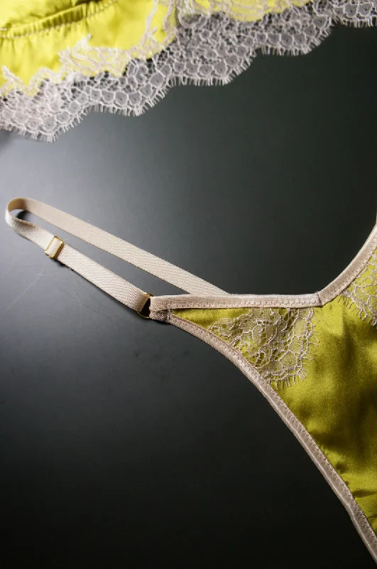 anti - chafing women thongs for long - distance runnersLace and Silk Thong Starfruit