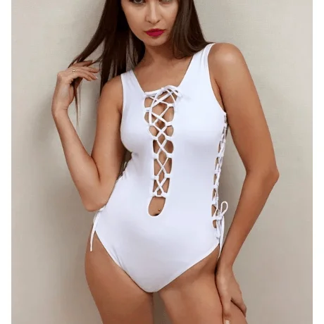 Printed Bodysuits with Floral Patterns for a Feminine VibeSEXY LACE-UP BANDAGE BODYSUIT