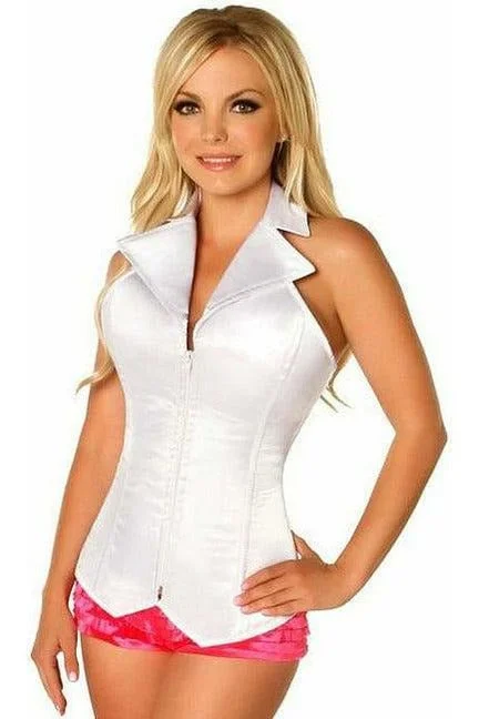 workout women bustiers and corsets supportLavish White Collared Front Zipper Corset