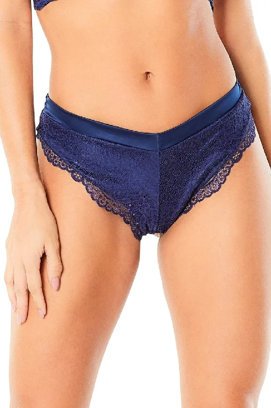 push - up women thongs for enhancing hip curvesHigh Leg Lined Thong With Crossing Back Straps - Estate Blue - Small