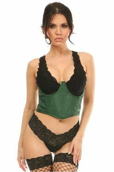 custom fit women bustiers and corsetsLavish Dark Green Brocade Open Cup Waist Cincher