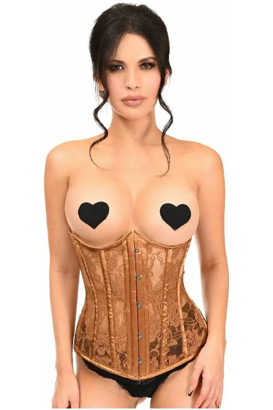 Edwardian inspired women bustiers and corsetsLavish Caramel Sheer Lace Underwire Open Cup Underbust Corset