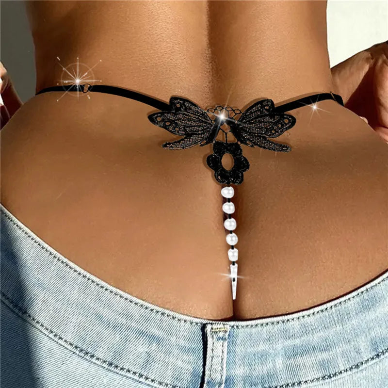 anti - static women thongs for reducing static clingStrings of Pearl Thong