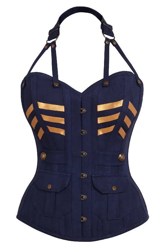 printed women bustiers and corsets patternsNavy Blue & Gold Military Inspired Burlesque Corset