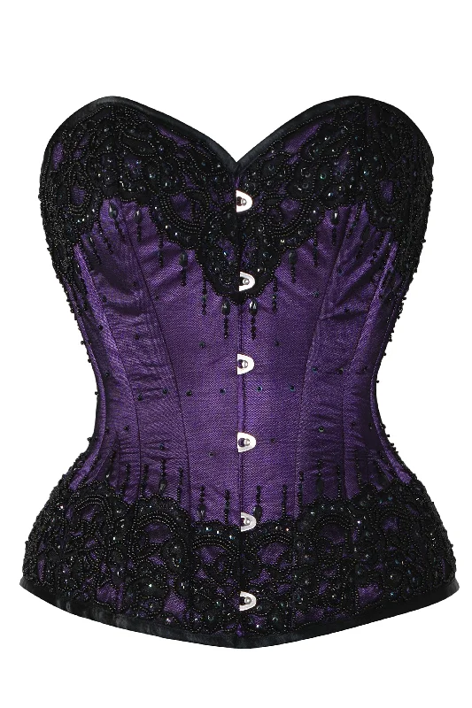 burlesque women bustiers and corsetsPurple Satin Couture Corset