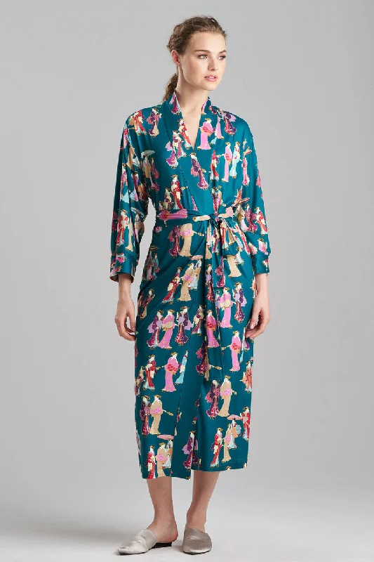 women robes with a contrast - colored beltGeisha Cozy Knit Robe