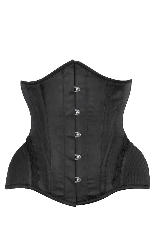 petite women bustiers and corsetsBlack Burlesque Underbust with Bullet Hip Gores