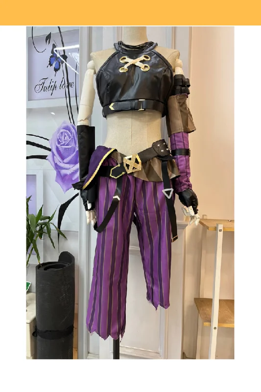 women budget - friendly cosplay costumesLeague of Legends Jinx Arcane PU Leather Cosplay Costume