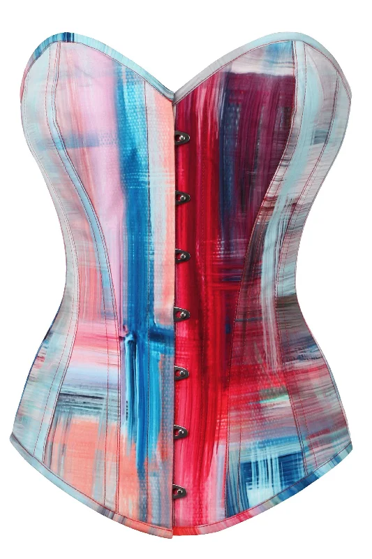 lace detailed women bustiers and corsetsAbstract Red and Blue Brushstroke Longline Overbust Corset