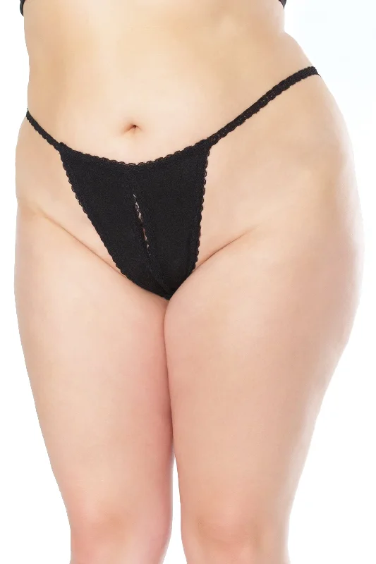 seamless anti - bacterial women thongs for daily protectionScalloped Crotchless Thong | Plus Size