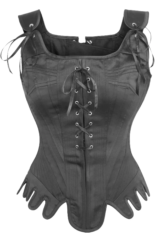 satin fabric women bustiers and corsetsHistorically Inspired Black Satin Overbust Corset