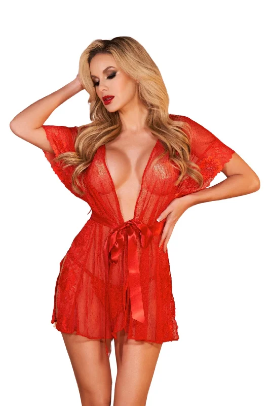 hypoallergenic women robes for sensitive skinSensual Satin Ribbon Open Side Date Night Robe