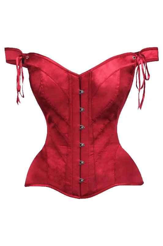 low - cut women bustiers and corsetsLipstick Red Sleeved Corset