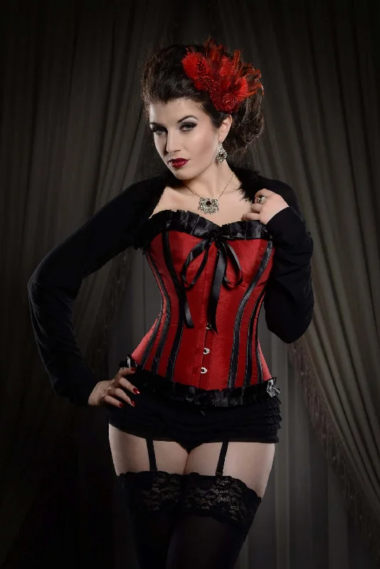 strapless women bustiers and corsets stylePlaygirl Ruby Red & Black Steel Boned Corset With Ribbon