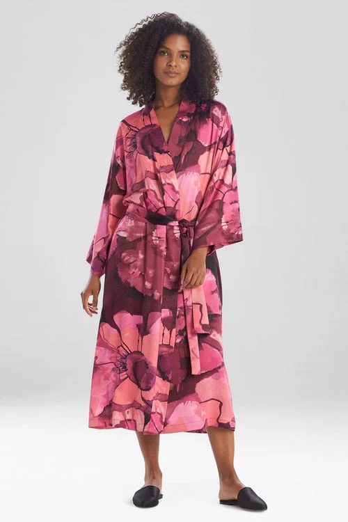 women robes with a faux - fur trim for a luxurious feelCanyon Lotus Satin Robe