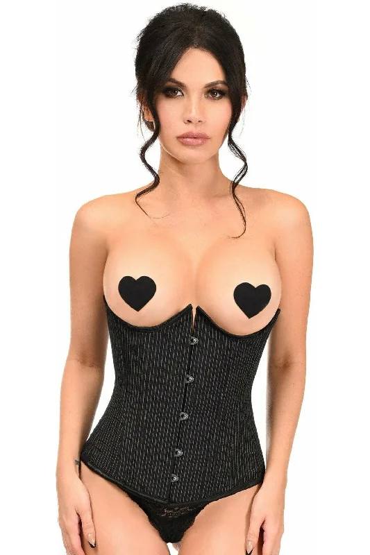 strapless women bustiers and corsets styleLavish Pinstripe Underwire Open Cup Underbust Corset