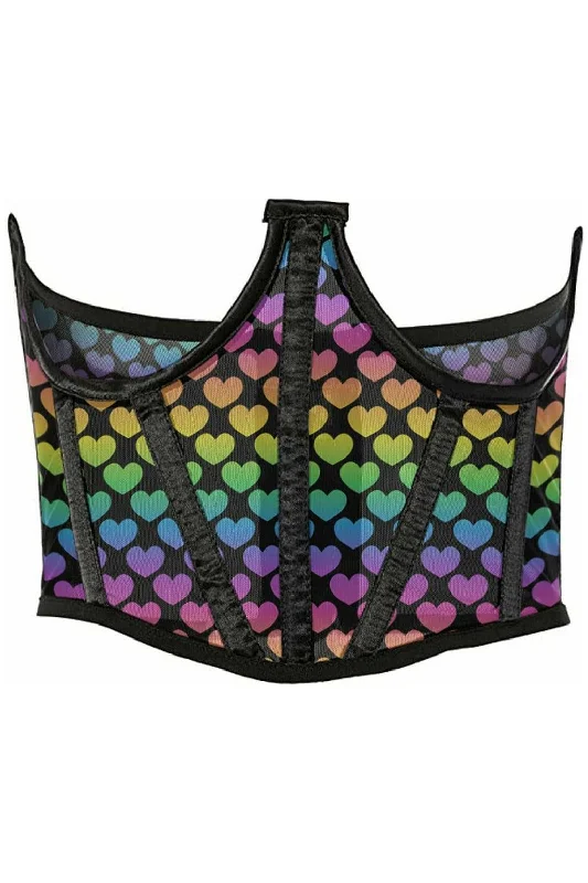 modern women bustiers and corsets trendsLavish Rainbow Hearts Mesh Open Cup Waist Cincher