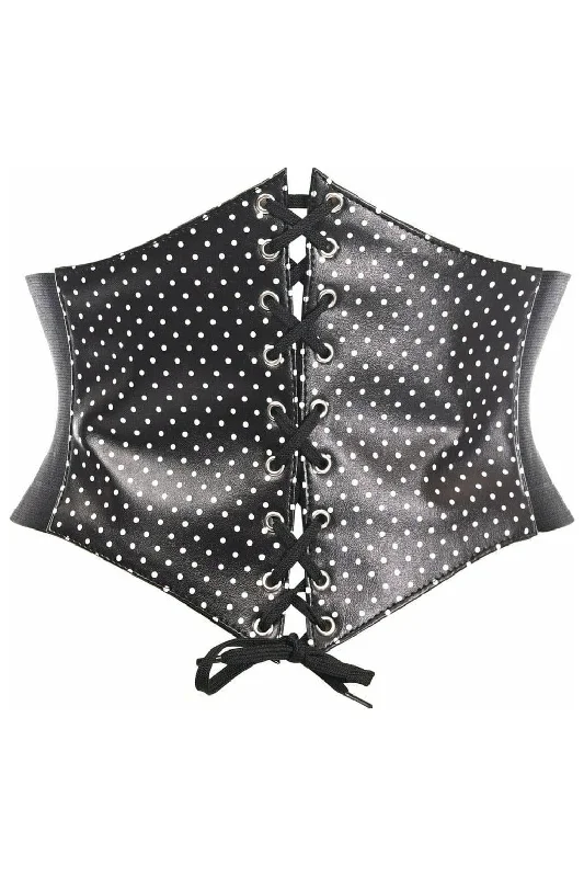 bridesmaid women bustiers and corsetsLavish Black & White Polka Dot Lace-Up Corset Belt Cincher