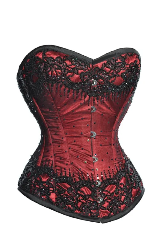 bridesmaid women bustiers and corsetsBurgundy Satin Couture Corset