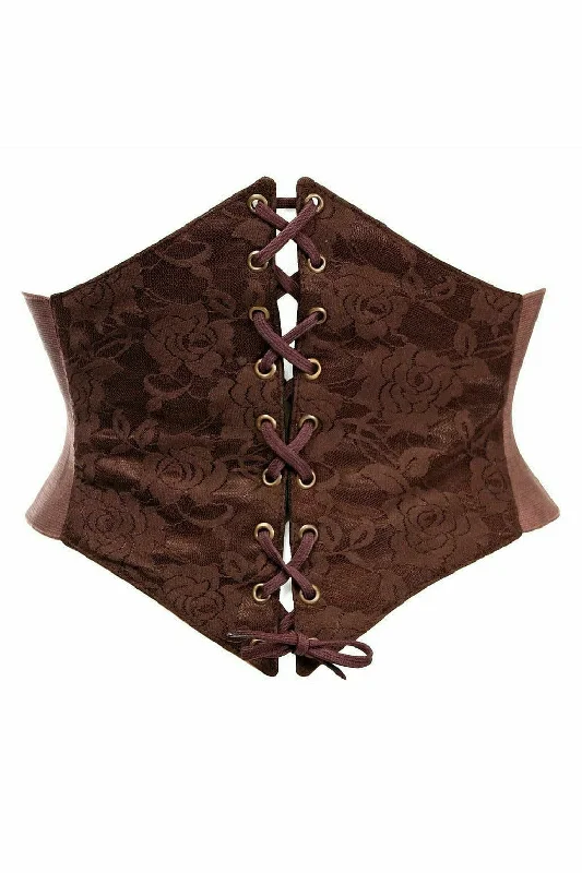 Gothic women bustiers and corsets aestheticDark Brown Lace Corset Belt Cincher