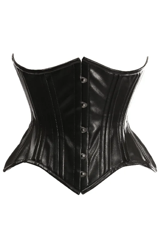 mesh women bustiers and corsetsTop Drawer Black Faux Leather Double Steel Boned Curvy Cut Waist Cincher Corset