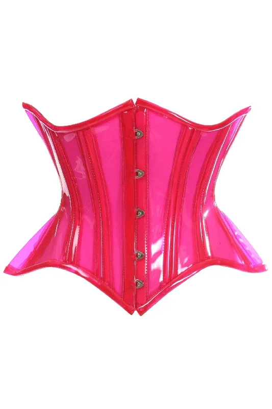 Victorian style women bustiers and corsetsPink Clear Curvy Underbust Waist Cincher Corset