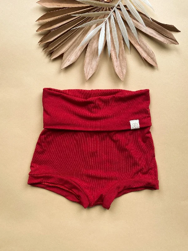 High - Neck Bodysuits for a Modest and Sophisticated Look4T + 5T | Fold Over Bloomers | Red | Bamboo