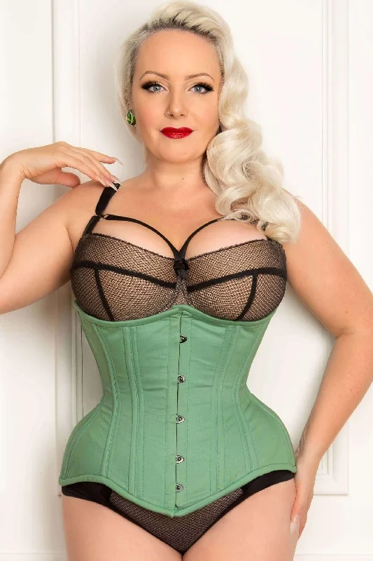 zip front women bustiers and corsets designCurvella Long 24 Bone Mint Cotton Waist Training Corset